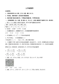 山东省潍坊市高密市2025届九年级下学期中考三模数学试卷(答案不全）