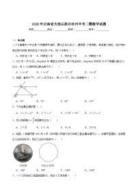 云南省大理白族自治州2025届九年级下学期中考二模数学试卷(含解析)