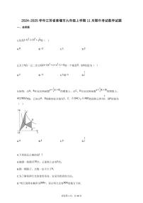 2024~2025学年_江苏省姜堰市九年级上册11月期中考试数学试卷【附答案】