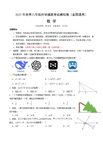2025年八年级数学开学摸底考（北师大版2024）原卷+答案解释-2025秋季初二入学分班考