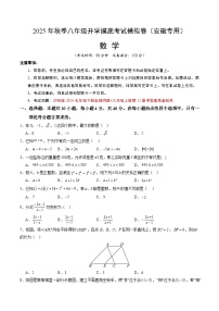 2025年八年级数学开学摸底考（安徽专用）原卷+答案解释-2025秋季初二入学分班考