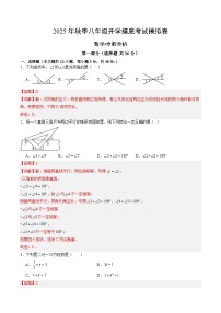 2025年八年级数学秋季开学摸底考（河北专用）A3A4原卷+全解全释+答题卡 -2025