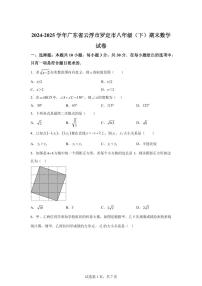 2024~2025学年广东省云浮市罗定市八年级下学期期末考试数学试卷