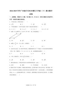2024~2025学年广西南宁市西乡塘区下学期八年级期末数学试卷