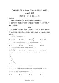 2024~2025学年广西壮族自治区钦州市下学期期末考试八年级数学试卷