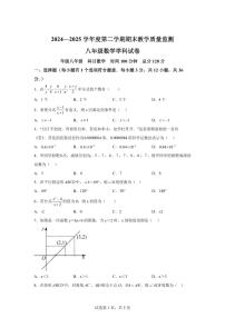 2024~2025学年海南省八年级下学期期末考试数学试卷