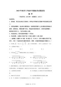 2025年八年级秋季开学摸底考数学检测试卷（湖南长沙专用）