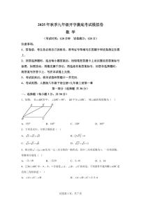 2025年九年级秋季开学摸底考数学检测试卷01（广东专用）