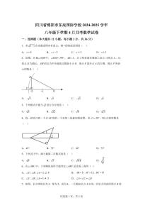 四川省绵阳市东辰国际学校2024~2025学年八年级下学期4月月考数学试卷