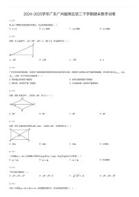 2024~2025学年广东广州越秀区初二下学期期末数学试卷（有答案解析）