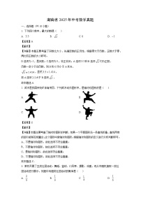 湖南省2025年中考真题数学试卷 原卷＋解析