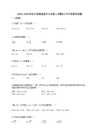 2024~2025学年甘肃省武威市七年级上册12月月考数学试卷（含答案）