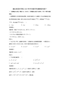 【数学】湖北省部分学校2025年中考全真模拟考试一（解析版）
