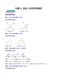 中考数学压轴题专项训练专题专题12 相似三角形四种模型 学生版+教师版