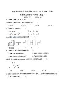 2024年哈尔滨市69中学七年级上学期开学测试数学试卷和答案