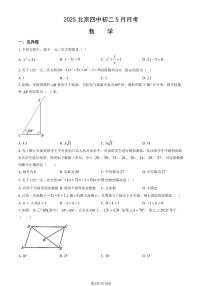 2025北京四中初二下5月月考数学试卷   有答案