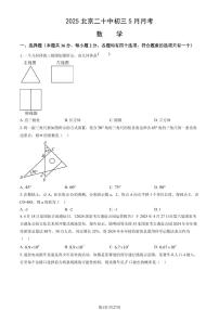 2025北京二十中初三下5月月考数学试卷 有答案