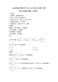 山东省烟台市莱州市2024-2025学年七年级下学期期中考试（五四制）数学试卷（解析版）