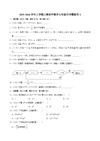 2025-2026学年上学期上海初中数学七年级开学模拟考3