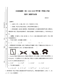 全国内地西藏班2025届九年级下学期中考二模数学试卷(含答案)