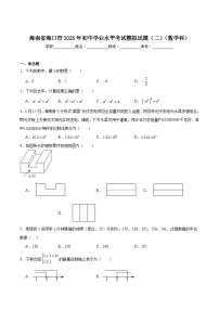 海南省海口市2025届九年级下学期中考二模数学试卷(含解析)