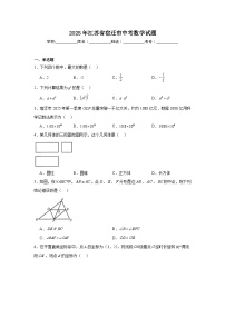 2025年江苏省宿迁市中考数学试题（无答案）