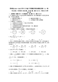 苏科版2024—2025学年八年级下学期数学期末模拟试卷（A）卷