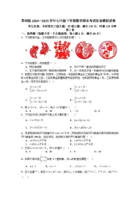 苏科版2024—2025学年七年级下学期数学期末考试仿真模拟试卷