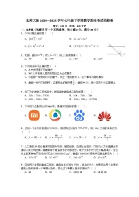 北师大版2024—2025学年七年级下学期数学期末考试预测卷