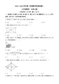 【九上BS数学】安徽省宿州市泗县2024-2025年九年级上学期第一次月考数学试卷