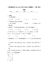 上海市静安区2023-2024学年九年级上学期期末（一模）数学试题以及答案解析