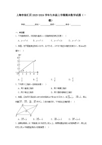上海市徐汇区2023-2024学年九年级上学期期末数学试题（一模）以及答案解析