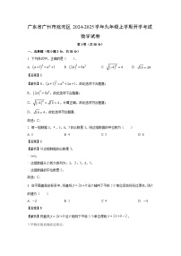 广东省广州市荔湾区2024-2025学年九年级上学期开学考试数学试题（解析版）