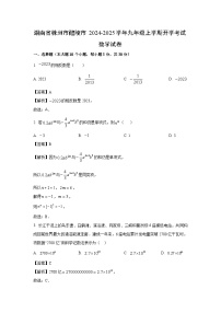 湖南省株洲市醴陵市2024-2025学年九年级上学期开学考试数学试题（解析版）