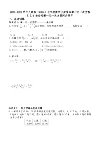 初中数学人教版（2024）七年级上册（2024）解一元一次方程一课一练