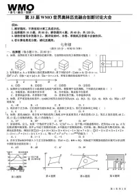 2025年第33届WMO世界奥林匹克数学竞赛中国赛区省测（复测）七年级试题