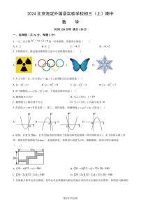 2024北京海淀外国语实验学校初三（上）期中数学试卷   有答案