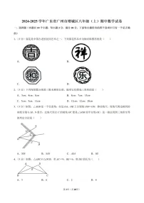2024-2025年广州市增城区八年级上学期数学期中考试卷（含答案）