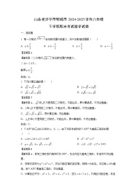 山东省济宁市邹城市2024-2025学年八年级下学期期末考试数学试卷（解析版）