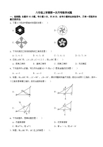 浙江省湖州市2025年八年级上学期第一次月考数学试题附答案