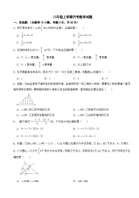 浙江省湖州市2025年八年级上学期月考数学试题附答案