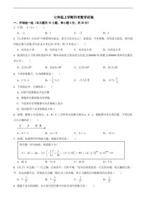 浙江省杭州市2025年七年级上学期月考数学试卷及答案