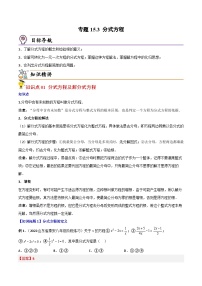 人教版数学中考一轮复习讲义练习专题15.3 分式方程（教师版）