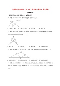 初中数学苏科版（2024）八年级上册全等三角形课堂检测