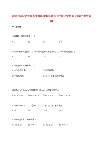 2024_2025学年江苏省镇江市镇江新区七年级上册11月（期中）数学试卷