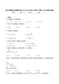 绵阳东辰学校2024-2025学年八年级下学期3月月考数学试卷(含解析)