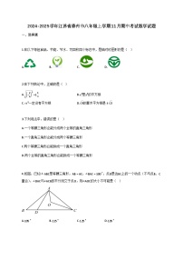 2024_2025学年江苏省泰州市八年级上册11月（期中）考试数学试题【附答案】