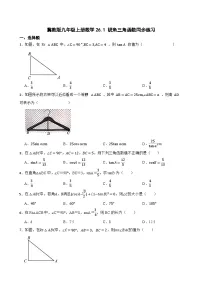 初中数学冀教版（2024）九年级上册锐角三角函数课时训练