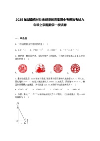 2025年湖南省长沙市明德教育集团中考模拟考试九年级上学期数学一模试卷（含答案解析）