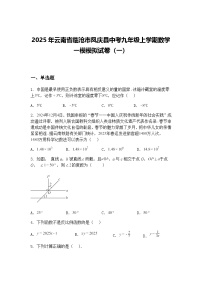 2025年云南省临沧市凤庆县中考九年级上学期数学一模模拟试卷（一）（含答案解析）